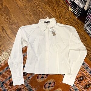 NWT J. Crew Cropped White Button Down Shirt